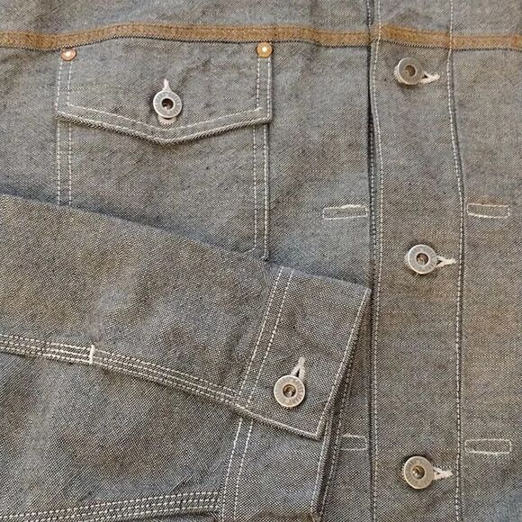 Y2K GUESS Black White 4 Pocket Trucker Denim Jean Jacket Men's Size XXL - Picture 6 of 14